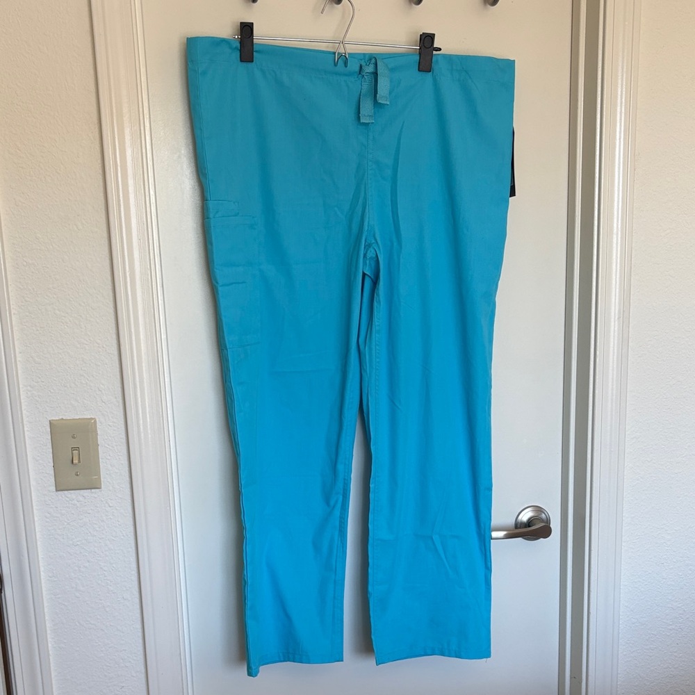 Cherokee Workwear Originals Unisex Drawstring Scrub Pants Size M Short Turquoise